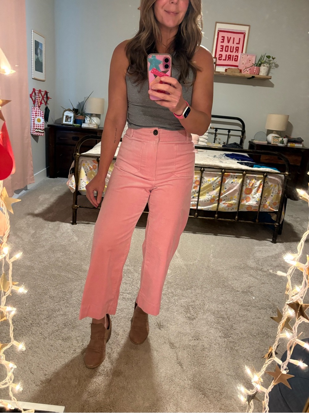 Maeve Colette High-Rise Pink corduroy Wide-Leg Pants